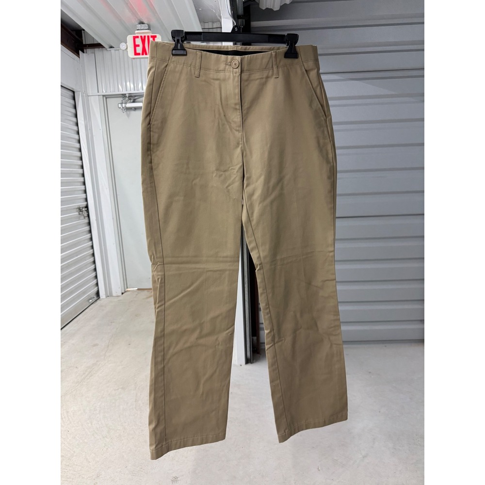 Lands End Womens Khaki Chino Pants Size 8 Tan Cotton Blend Straight Leg Trousers